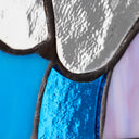 7" H Rainbow Paw Print Tiffany-Style Stained Glass Window Panel. Close up
