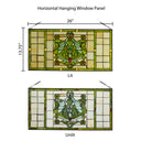 26"W Vintage Victorian Stained Glass Window Panel