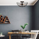 7.125" H Brigitte Black Painted Metal Bowl Shade Ceiling Light