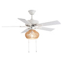 Avalon River of Goods White and Tan Wood Caged Ceiling Fan with Light