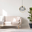 14.625"L Industrial Metal Pendant Light with Gold Accent