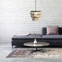 17" W Sabrina Glam Copper, Silver, and Black Drum Shade Pendant Light with Mercury Glass Hanging Accents