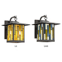 River of Goods Amber Stained Glass and Oil Rubbed Bronze 1-Light Outdoor Lantern Wall Sconce