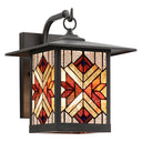 River of Goods Red Stained Glass and Oil Rubbed Bronze 1-Light Outdoor Lantern Wall Sconce
