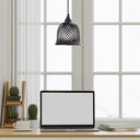 7" W Drake Black Hand Blown Glass Bell Shade Pendant Light