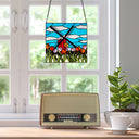 14.5" H Windmill Stained Glass Window Panel