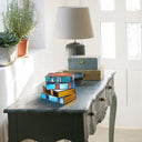 5.75" H Multi-Colored Book Stack Stained Glass Accent Lamp