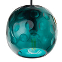 6" W Anthony Retro Teal Hand-Blown Glass Globe Shade Pendant Light with Hand Cut Polka Dot Design