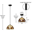 10" W Halston Traditional Amber Dome Shade Pendant Light