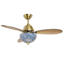 42" W Pierre LED Indoor Blue and Teal Mosaic Glass Ceiling Fan with Remote Control
