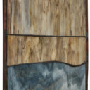 36" H Oversized Geometric Amber/Brown Stained Glass Window Panel