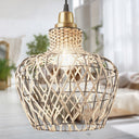 10.25" W 1-Light Betsy Rattan and Metal Pendant