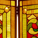 28"H Stained Glass Fleur de Lis Fireplace Screen