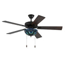 52" W Halston Indoor Tiffany Stained Glass Oil Rubbed Bronze Ceiling Fan with Remote Control