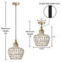 10.25" W 1-Light Betsy Rattan and Metal Pendant