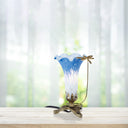 9"H Handpainted Glass Dragonfly Lily Lamp