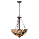 18" W Colorful Maple Victorian Multicolor Stained Glass Bowl Shade Pendant
