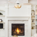 42" W Cecily LED Indoor Amber Swirl Hand-Cut Glass White Ceiling Fan with Remote Control