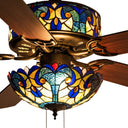 52"W LED Tiffany Style Stained Glass Halston Ceiling Fan with Remote Control