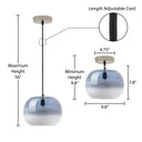 9.8" W Danielle Glam Blue/White Ombre Glass Globe Shade Pendant Light