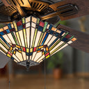 52"W LED Orson Craftsman Stained Glass 5-Blade Ceiling Fan with Remote Control in a home setting
