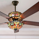 52"W LED Tiffany Style Stained Glass Halston Ceiling Fan with Remote Control