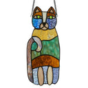 13"H Crazy Cat Stained Glass Window Panel