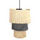 Enya 18"W Cream and Grey Fringe Pendant Light