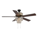 52"W LED Silver Punched Metal and Clear Crystal Ceiling Fan