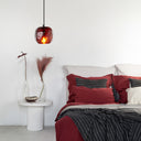 6" W Anthony Retro Red Hand-Blown Glass Globe Shade Pendant Light with Hand Cut Polka Dot Design