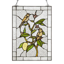 14"H Birds in a Lemon Tree Stained Glass Window Panel