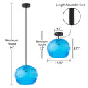11.75" W Curtis Modern Blue Hand Blown Glass Globe Shade Pendant Light