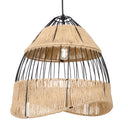 Bertram 19"W Asymmetrical Jute and Black Pendant Light