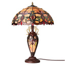 24.5" H Victorian Amber Dome Shade Double Lit Tiffany-Style Stained Glass Table Lamp