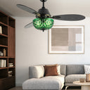 42" W Brynn LED Indoor Green Hand-Cut Glass Globe Shade Ceiling Fan with Remote Control