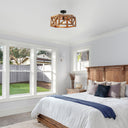 Morel Brown Mango Wood and Metal Pendant Light