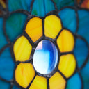 24"H Tiffany Style Stained Glass Peacock Star Window Panel