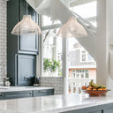 15" 1-Light Elodie Pendant Light Natural Rattan White