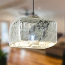 10 in. Nickel 1-Light Pendant with Painted Silver Glass Shade
