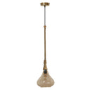 8.5" W Chopin Gold and Amber Glass, Metal, Mango Wood, and Jute Hanging Pendant Light