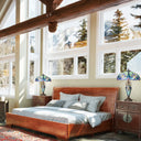 24.5" H Halston Double Lit Blue Bowl Shade Stained Glass Table Lamp