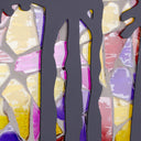12" W Colorful Mosaic Landscape Stained Glass Window Panel