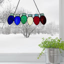 4”H Multicolor Holiday Lights Stained Glass Window Panel