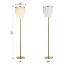 63"H Polished Metal Floor Lamp With Cream Fringe Shade
