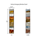 36" H Oversized Geometric Amber/Brown Stained Glass Window Panel