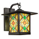 River of Goods Multicolor Stained Glass and Black 1-Light Outdoor Lantern Wall Sconce