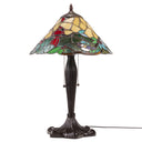 21.5" H Crimson Cardinal Tiffany-Style Stained Glass Cone Shade Candlestick Table Lamp -unlit
