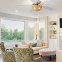 52" 5-Blade LED Tan Rattan Lighted Ceiling Fan