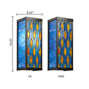 River of Goods Blue Stained Glass and Black Metal Rectangular 1-Light Outdoor Wall Sconce