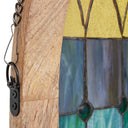 36" H Aqua Victorian Cathedral-Inspired Stained Glass Window Panel